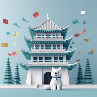 卡子门广场世纪塔插画