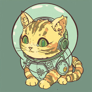 卡通宇航员猫咪
