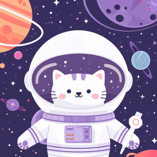 卡通宇航员猫咪