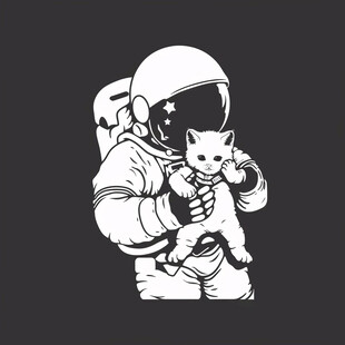 卡通宇航员猫咪