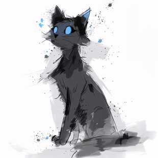 小黑猫插画
