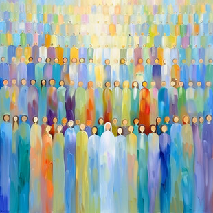 都市人群无框画