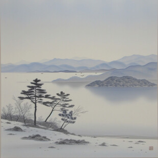 冬日山川风景插画