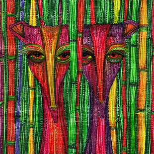 手绘彩色树人装饰画