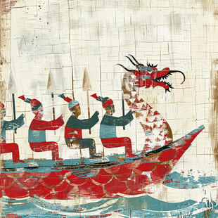 龙舟民俗插画