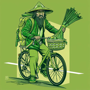 欧美卖菜人物手绘