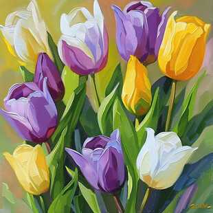 手绘郁金香装饰画