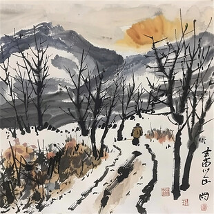 雾凇水粉画