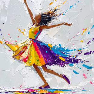 酒店舞蹈挂画水粉舞者