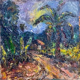 蕉树油画