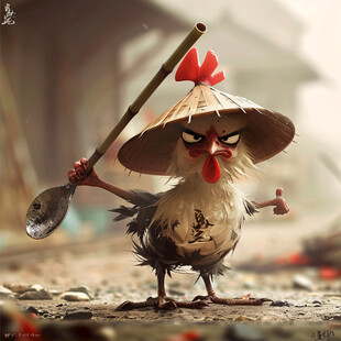 卡通霸气鸡大侠形象