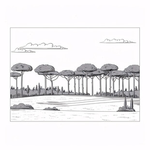 阿拉善旅游线描插画