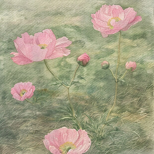 水彩格桑花装饰画