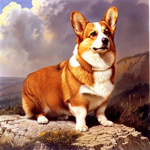 漂亮的狗狗油画