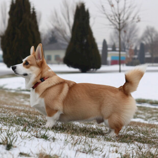 雪中的柯基犬