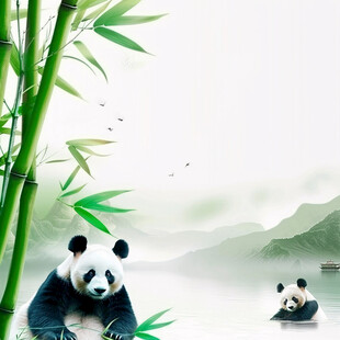熊猫抱竹子插画