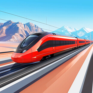 高铁轻轨插画