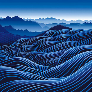 高端山水线包装插画