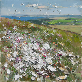 原创油画油紫色花