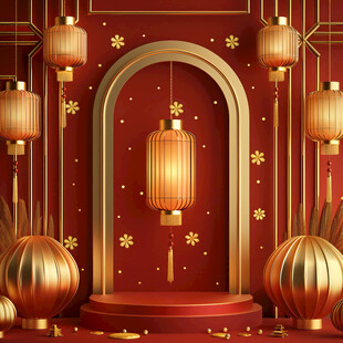 喜庆场景灯笼密布