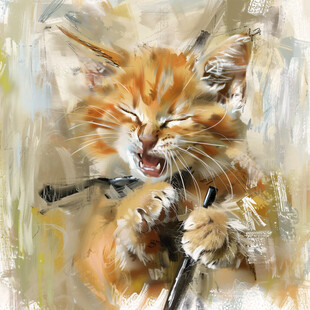 手绘猫眯装饰画