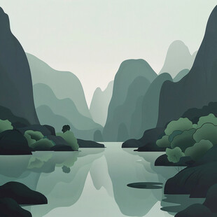山川河流插画