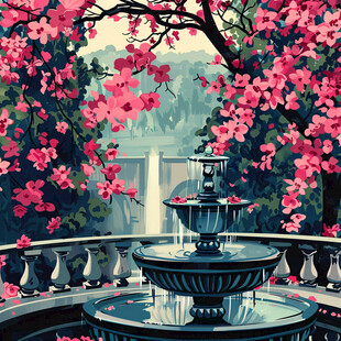 幻想粉红宫殿插画