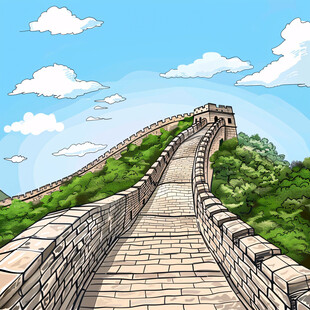 长城风景插画