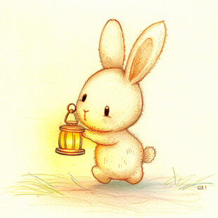 喝咖啡的兔子插画