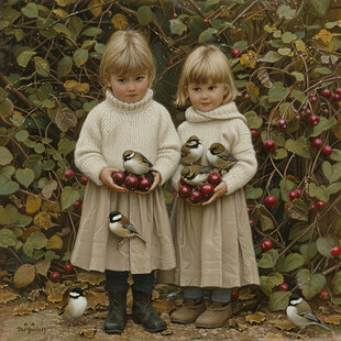 摘果实的陶瓷少女