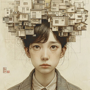数字肖像插画