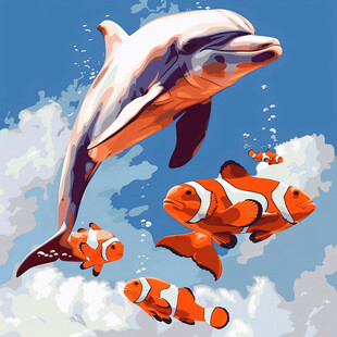 手绘海豚形象