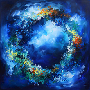 圆形星空吊项抽象画