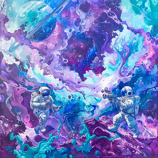 手绘宇航员装饰画