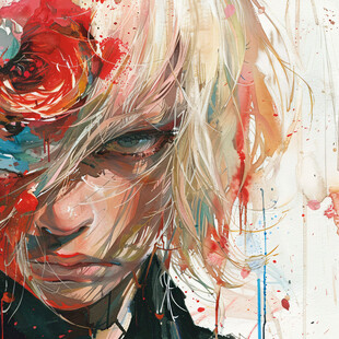 头发飘逸流行抽象画