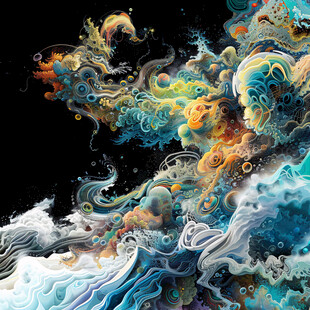 彩色创意海洋流体画