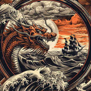 国潮风蛟龙得水