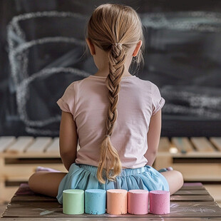 趟在桌上的小女孩