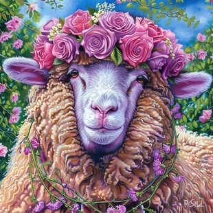 手绘梦幻羊风格装饰画