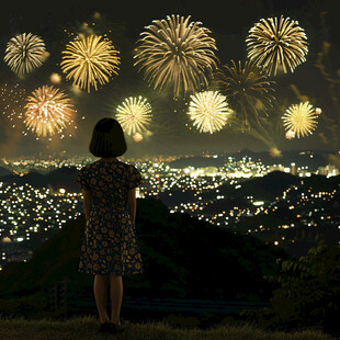 放烟花的少女
