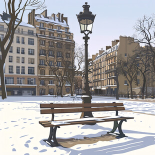 路灯长椅场景