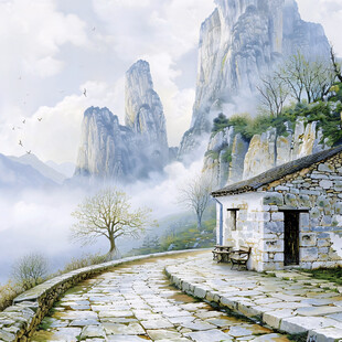 爨底下风景油画