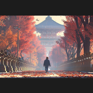 手绘皇宫皇宫秋天