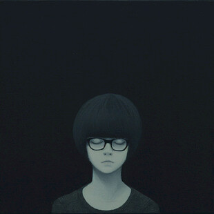 插画人物戴眼镜女孩