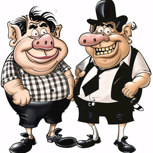 手绘萌宠绅士猪