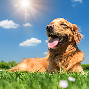 阳光下的金毛狗