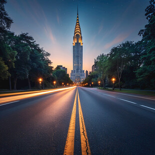 建筑路面灯光夜景