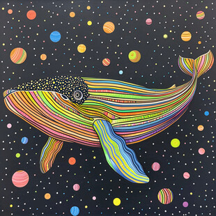 银河星系手绘鲸鱼儿