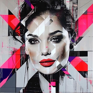 人脸色块拼接装饰画