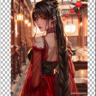 红衣少女设计古风